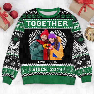 GeckoCustom Custom Photo Together - Personalized Custom Couple All-Over-Print Ugly Sweater HO82 893072