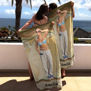 GeckoCustom Custom Photo Traveling Beach Poolside Swimming Beach Towel DM01 890859 30"x60"