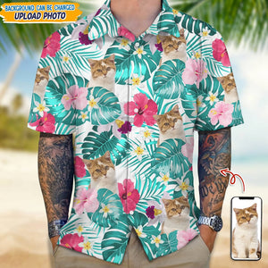 GeckoCustom Custom Photo Tropical Cat Hawaiian Shirt K228 889467