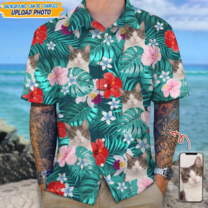 GeckoCustom Custom Photo Tropical Cat Hawaiian Shirt K228 889467