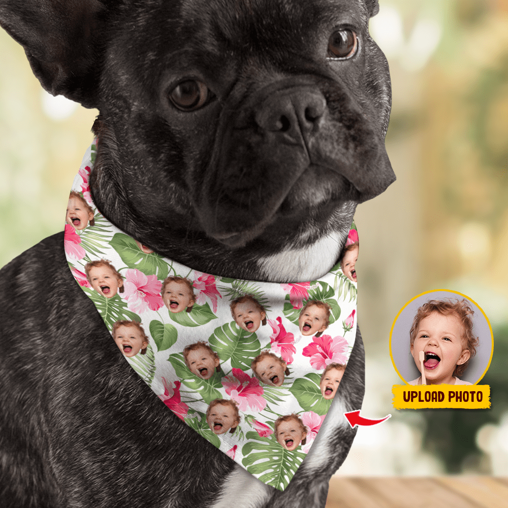 GeckoCustom Custom Photo Tropical Dog Hawaiian Bandana HA75 890714