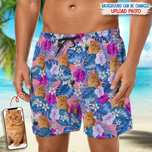 GeckoCustom Custom Photo Tropical Style For Cat Lover Beach Short N304 889501