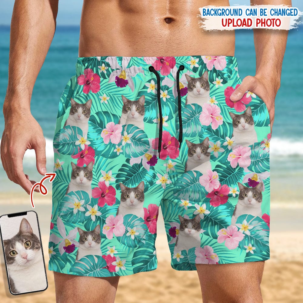 GeckoCustom Custom Photo Tropical Style For Cat Lover Beach Short N304 889501