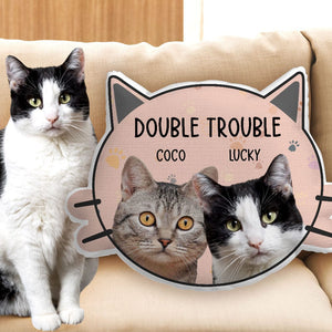 GeckoCustom Custom Photo Trouble Makers Cat Custom Shaped Pillow N304 890797