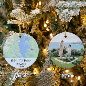 GeckoCustom Custom Photo Two Sides Map Valentine Ornament N304 HN590 4"