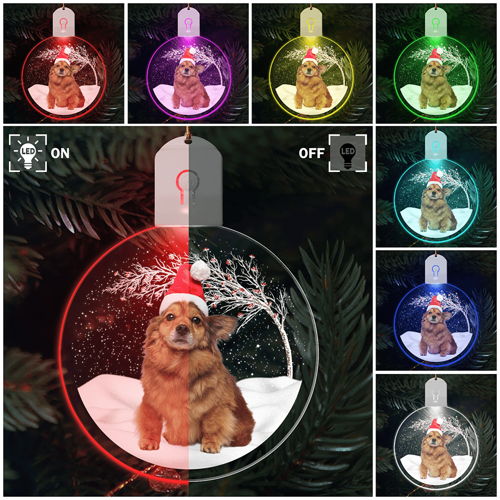 GeckoCustom Custom Photo Under Christmas Tree For Dog Lover LED Acrylic Ornament TH10 892103 3 inches