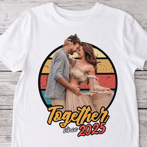 GeckoCustom Custom Photo Vintage Girlfriend Boyfriend Vintage Birthday Valentine Gift Couple Bright Shirt HO82 893390