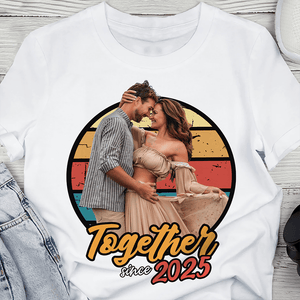 GeckoCustom Custom Photo Vintage Girlfriend Boyfriend Vintage Birthday Valentine Gift Couple Bright Shirt HO82 893390 Unisex Tshirt / Sport Grey / S