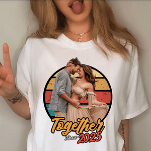 GeckoCustom Custom Photo Vintage Girlfriend Boyfriend Vintage Birthday Valentine Gift Couple Bright Shirt HO82 893390