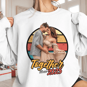 GeckoCustom Custom Photo Vintage Girlfriend Boyfriend Vintage Birthday Valentine Gift Couple Bright Shirt HO82 893390 Sweatshirt (Favorite) / Ash Color / S