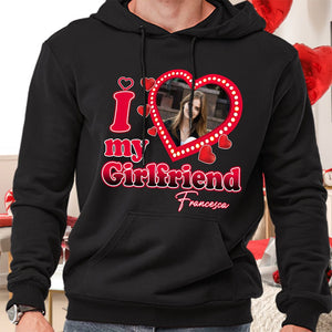 GeckoCustom Custom Photo Vintage Style Valentine Gift Couple Dark Shirt HO82 893398 Pullover Hoodie / Black Colour / S