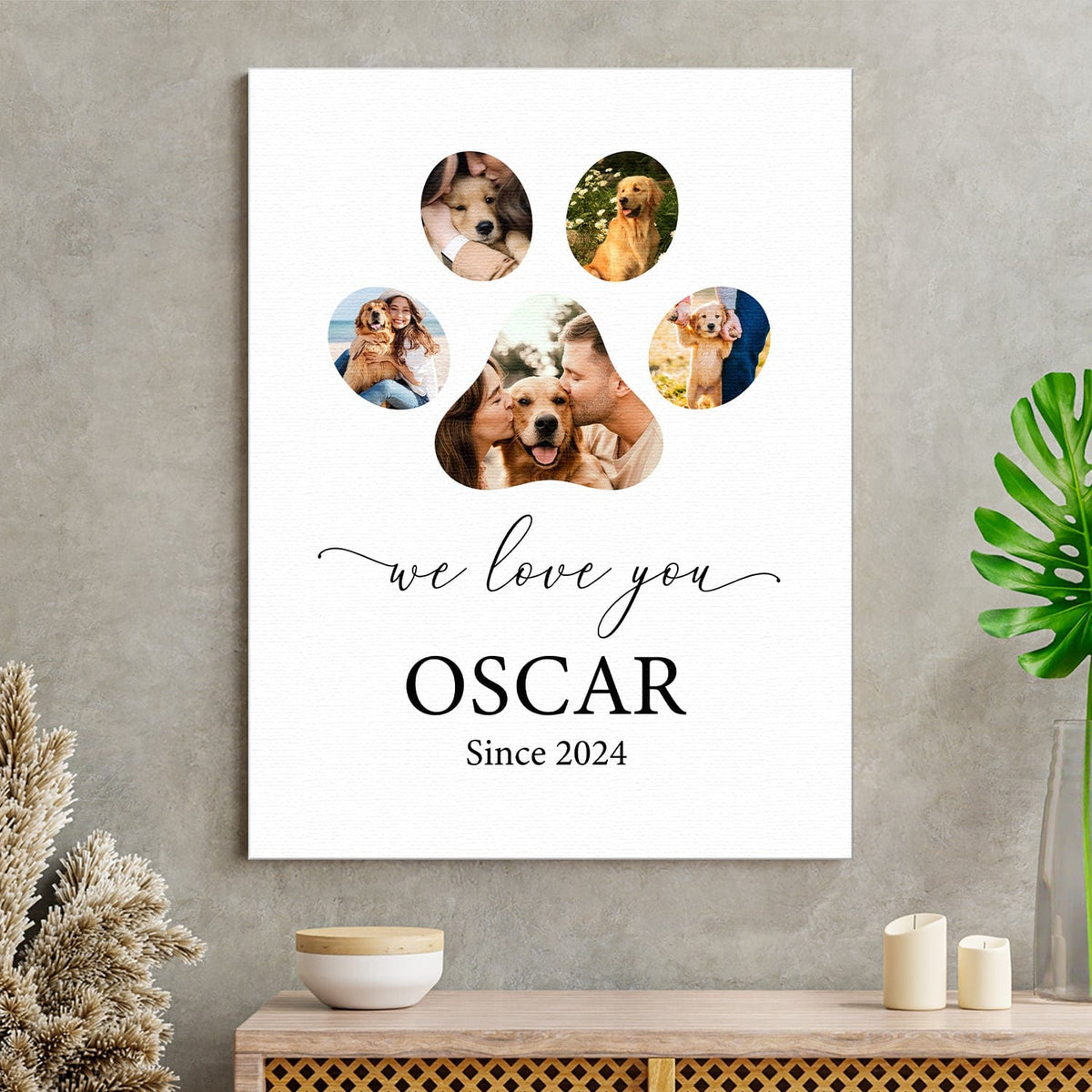 GeckoCustom Custom Photo We Love You Dog Cat Pet Photo Collage Memorial Poster Canvas Picture Frame DM01 891165