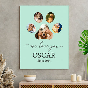 GeckoCustom Custom Photo We Love You Dog Cat Pet Photo Collage Memorial Poster Canvas Picture Frame DM01 891165