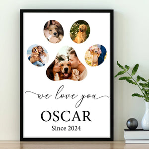GeckoCustom Custom Photo We Love You Dog Cat Pet Photo Collage Memorial Poster Canvas Picture Frame DM01 891165