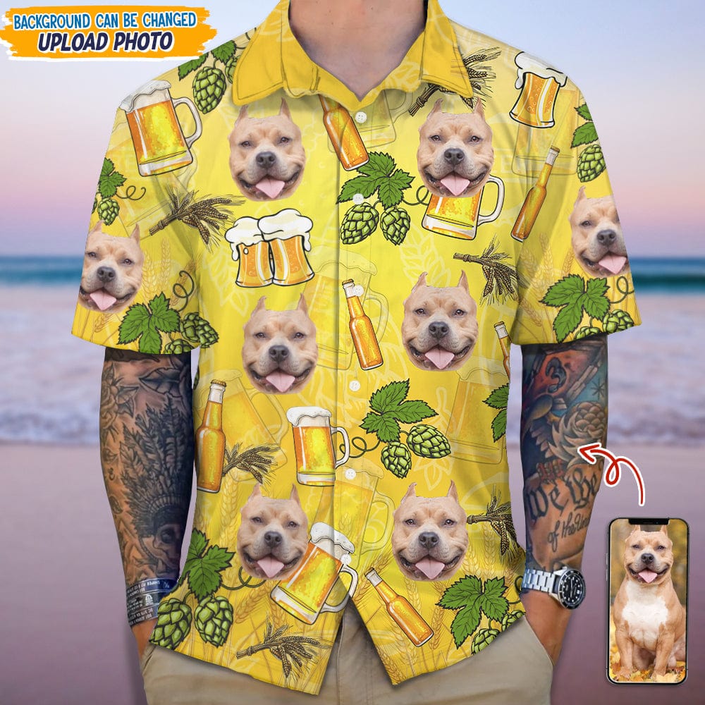 GeckoCustom Custom Photo With Beer Bottle For Dog Lover Hawaii Shirt N304 889361