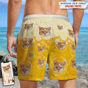 GeckoCustom Custom Photo With Beer Bubble For Cat Lover Beach Short N304 889299