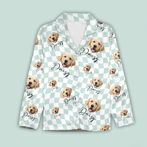 GeckoCustom Custom Photo With Checkered Pattern Dog Lover Pajamas TA29 890063