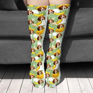 GeckoCustom Custom Photo With Christmas Pattern Dog Cat For Men and Women Sock N304 890219