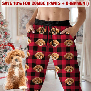 GeckoCustom Custom Photo With Christmas Pattern Dog Cat For Men and Women Sweatpants HO82 N304 888993 Combo Sweatpants + Ornament 3.5" (10% OFF) / For Man / XS