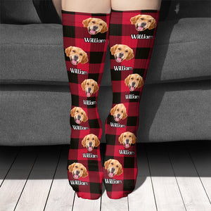 GeckoCustom Custom Photo With Christmas Pattern Dog Men and Women's Sock N304 890203