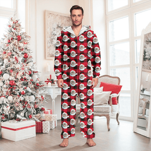 GeckoCustom Custom Photo With Christmas Pattern Onesie Pajamas For Cat Lovers HO82 893222