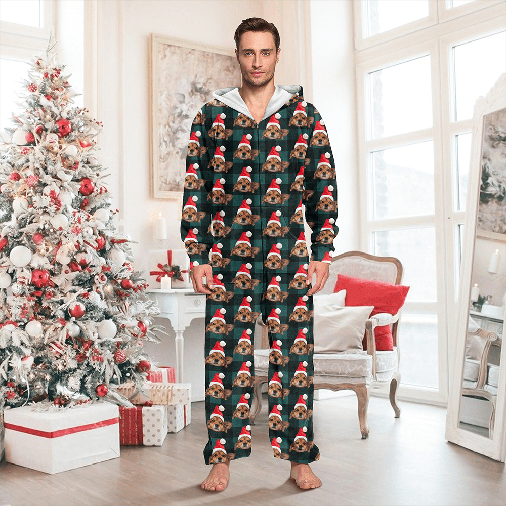 GeckoCustom Custom Photo With Christmas Pattern Onesie Pajamas For Dog Lovers HO82 893220