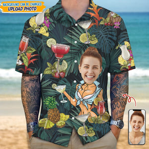 GeckoCustom Custom Photo With Cocktail Pattern For Husband Or Boyfriend Hawaii Shirt N304 889357