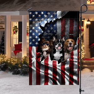 GeckoCustom Custom Photo With Flag US Background Dog Garden Flag T286 889954