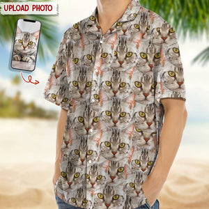 GeckoCustom Custom Photo With Full Cat Face Hawaii Shirt N304 889325