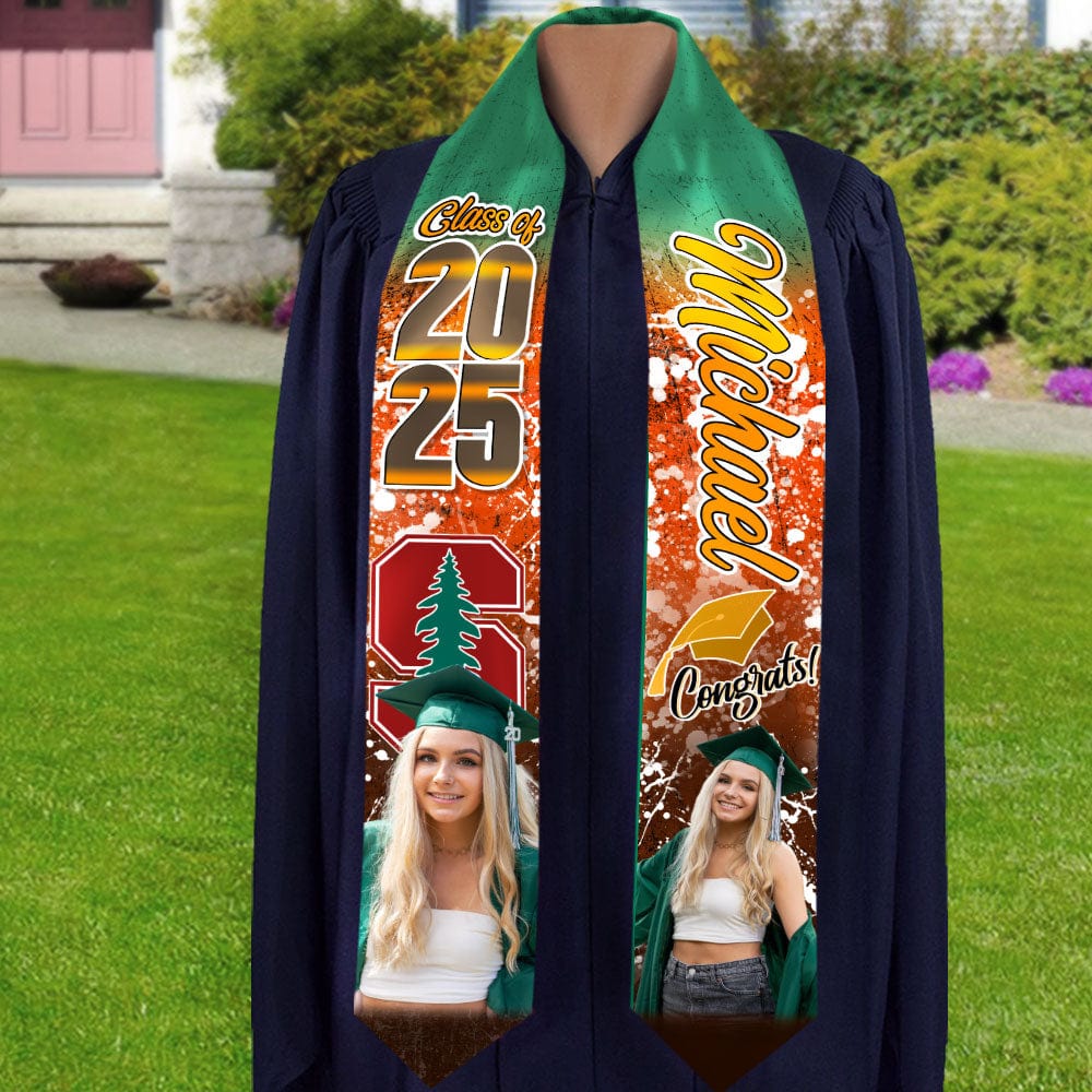 GeckoCustom Custom Photo With Grunge Graduation Stoles N369 890697 6x72 inch