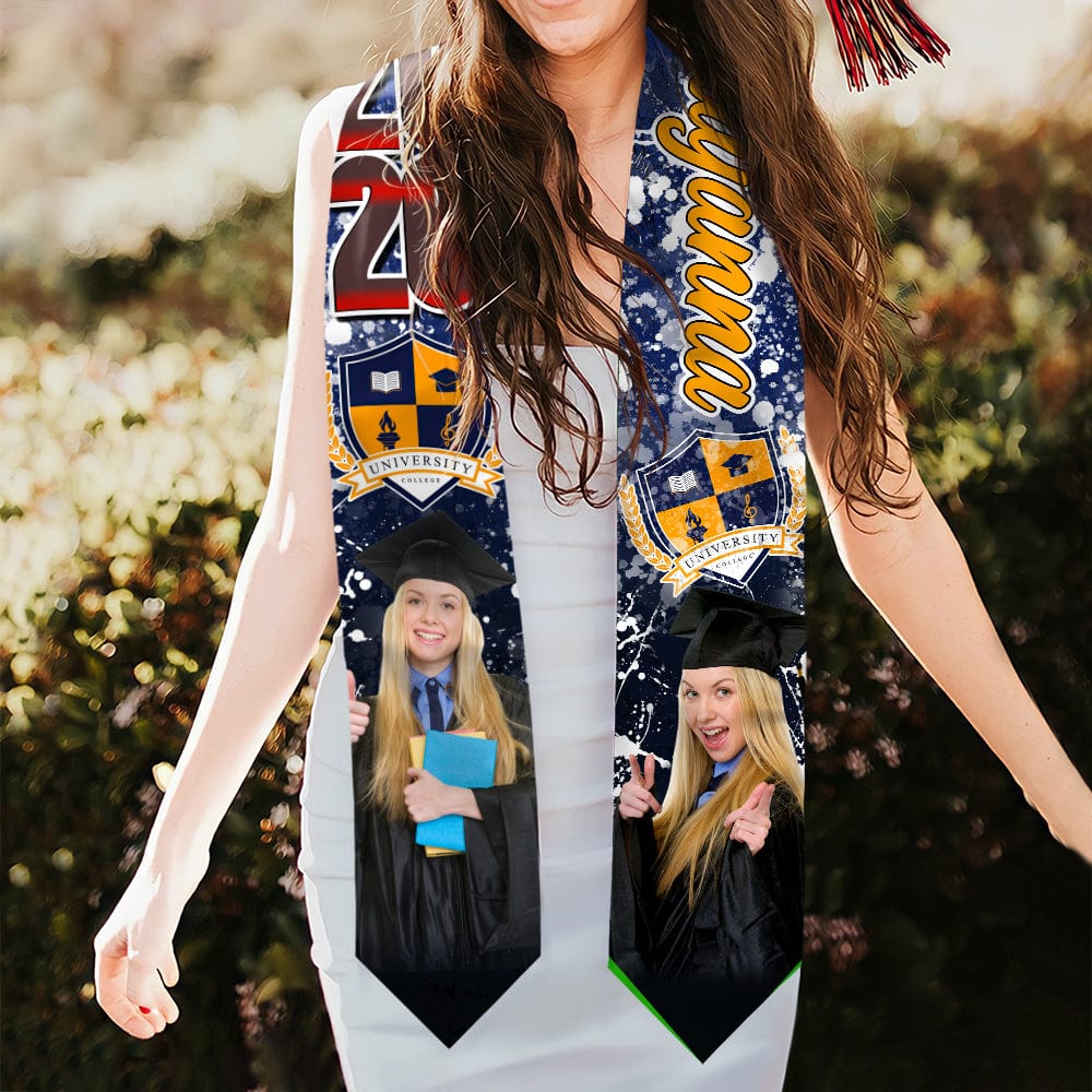 GeckoCustom Custom Photo With Grunge Graduation Stoles N369 890697 6x72 inch