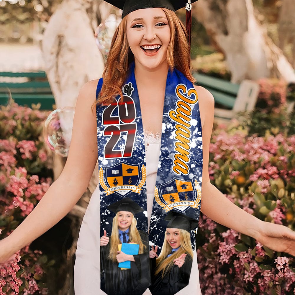 GeckoCustom Custom Photo With Grunge Graduation Stoles N369 890697 6x72 inch