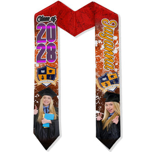 GeckoCustom Custom Photo With Grunge Graduation Stoles N369 890697 6x72 inch