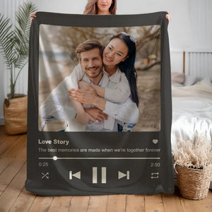 GeckoCustom Custom Photo With Love Song Blanket - Perfect Gift Blanket for Couples, Boyfriend, Girlfriend LM32 893015