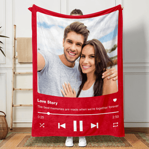 GeckoCustom Custom Photo With Love Song Blanket - Perfect Gift Blanket for Couples, Boyfriend, Girlfriend LM32 893015