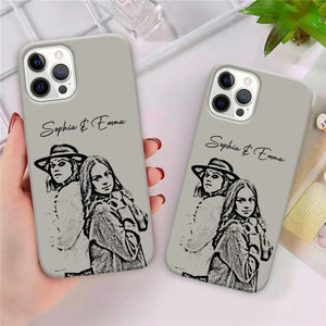 GeckoCustom Custom Photo With Pencil Drawing Effect Vintage Style Bestie, Best Friend Phone Case HO82 893440