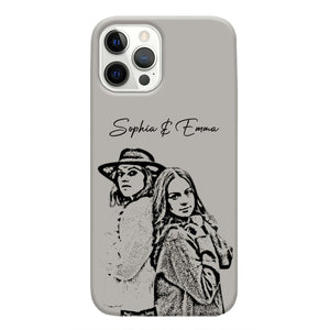 GeckoCustom Custom Photo With Pencil Drawing Effect Vintage Style Bestie, Best Friend Phone Case HO82 893440