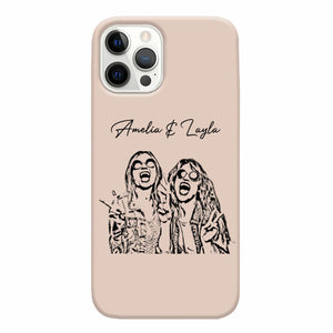 GeckoCustom Custom Photo With Pencil Drawing Effect Vintage Style Bestie, Best Friend Phone Case HO82 893440