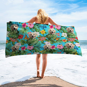 GeckoCustom Custom Photo With Tropical Dog Beach Towel N304 890661 30"x60"