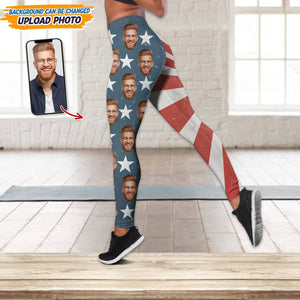 GeckoCustom Custom Photo With US Flag Legging Set N304 889293