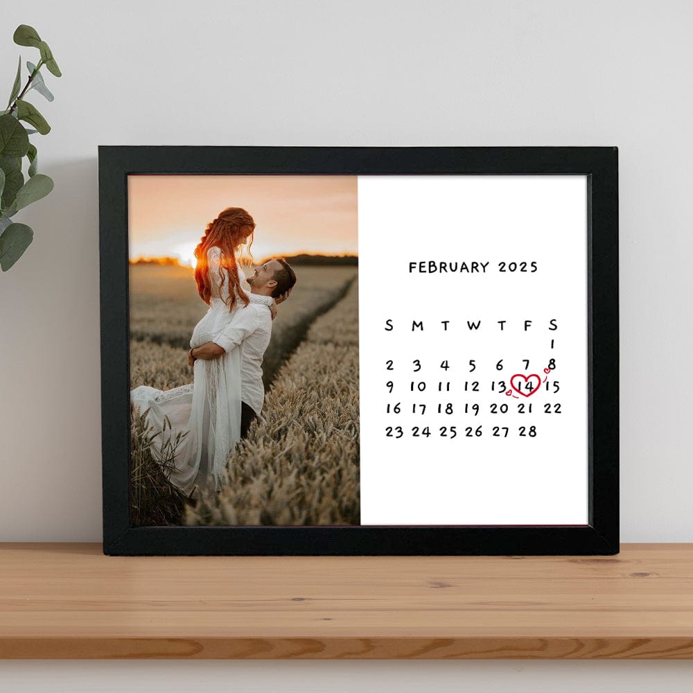 GeckoCustom Custom Photo With Valentine Calendar Date For Couple Picture Frame TH10 892203 Picture Frame / 10"x8"