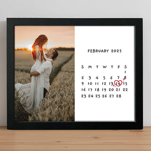 GeckoCustom Custom Photo With Valentine Calendar Date For Couple Picture Frame TH10 892203 Picture Frame / 10"x8"