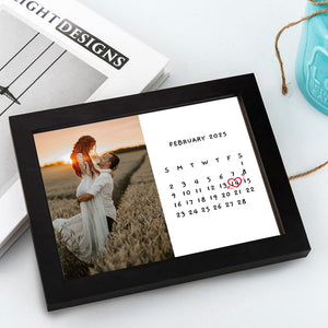 GeckoCustom Custom Photo With Valentine Calendar Date For Couple Picture Frame TH10 892203 Picture Frame / 10"x8"