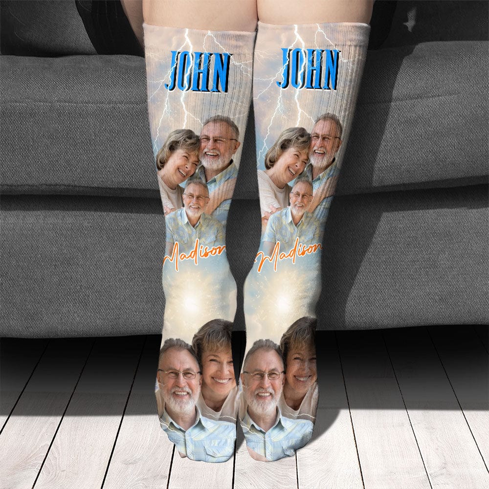 GeckoCustom Custom Photo With Vintage Style Family Socks N369 889958
