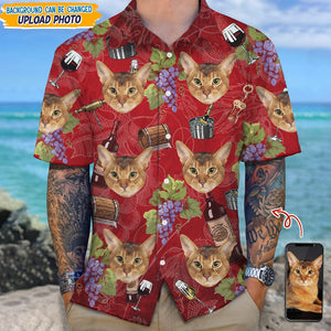 GeckoCustom Custom Photo With Wine Glasses For Cat Lover Hawaii Shirt N304 889365