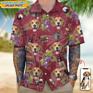 GeckoCustom Custom Photo With Wine Glasses For Dog Lover Hawaii Shirt N304 889363