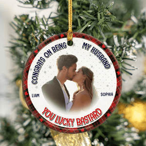 GeckoCustom Custom Photo You Are By Far My Favorite Husband Couple Ceramic Ornament For Christmas DM01 891379