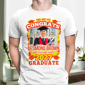 GeckoCustom Custom Photo You Did It Congrats Graduation Shirt TA29 890273 Premium Tee (Favorite) / P Light Blue / S