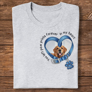 GeckoCustom Custom Photo You Left Paw Prints Forever In My Heart Dog Shirt HA75 890716