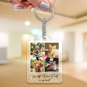 GeckoCustom Custom Photo You Left Paw Prints On My Heart Acrylic Keychain N304 889986 60mmW x 40mmH